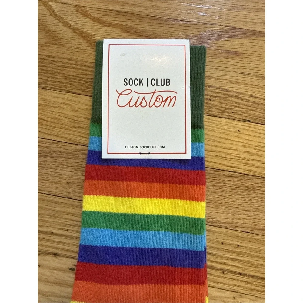Custom Sock Club-  multicolor Stripe cotton blend socks crew socks-New with Tags